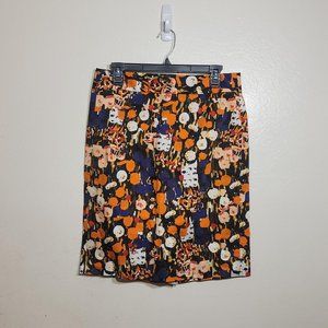 J.Crew Factory Multi-colored Brown Orange Blue Red Pencil Skirt sz 8